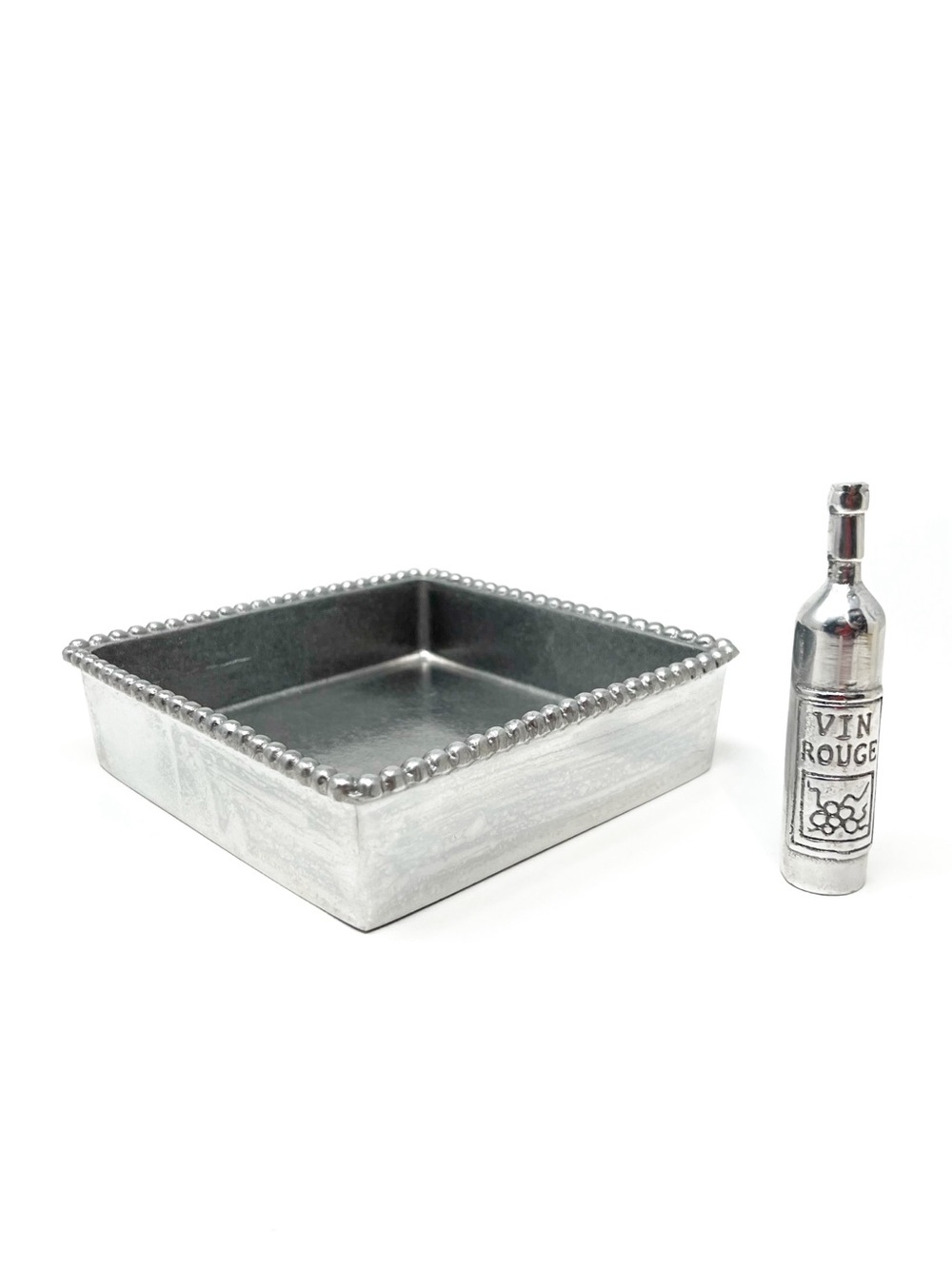Miraposa Wine Bottle Napkin Box Holds 5” x 5” Cocktail Napkins Aluminum Silver